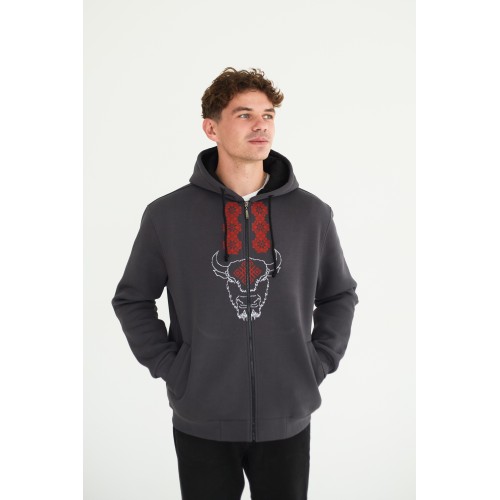 Худи мужская в цвете графит " Зубр"