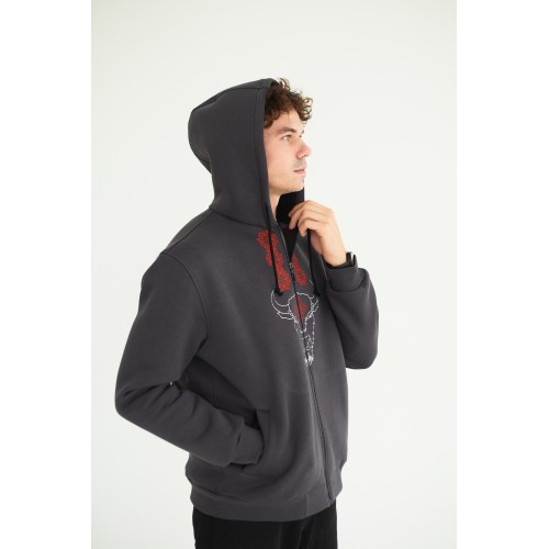 Худи мужская в цвете графит " Зубр"