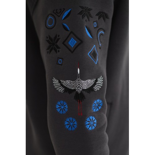 Худи мужская на молнии с орнаментом и буслом