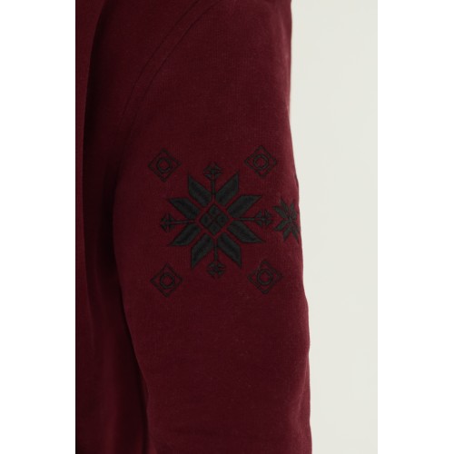 Худи мужская в бордовом цвете с орнаментом