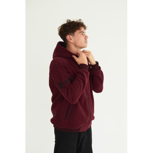 Худи мужская в бордовом цвете с орнаментом