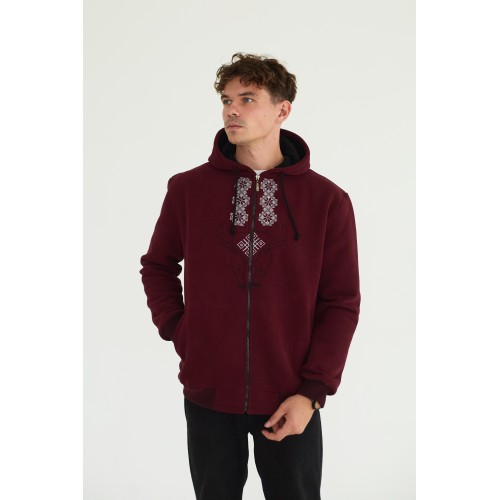 Худи мужская в бордовом цвете "Зубр"