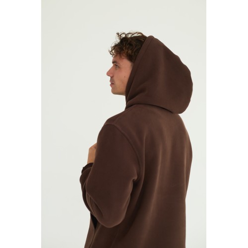 Худи мужская с орнаментом в коричневом цвете