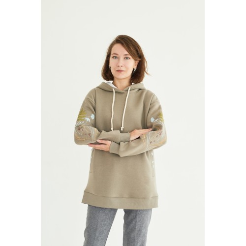 Оверсайз в оливковом цвете с вышивкой