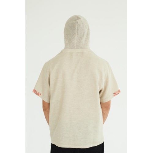 Льняная вышиванка с орнаментом в натуральном цвете