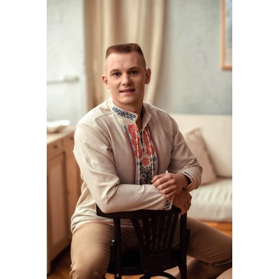 Льняная рубашка с вышивкой "Дрэва жыцця"