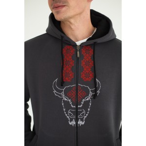 Худи мужская в цвете графит " Зубр"