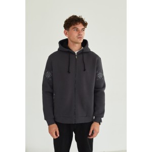 Худи мужская в графитовом цвете с орнаментом