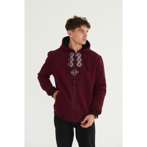 Худи мужская в бордовом цвете "Зубр"