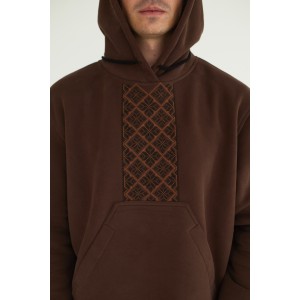 Худи мужская с орнаментом в коричневом цвете