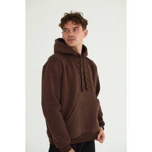 Худи мужская с орнаментом в коричневом цвете