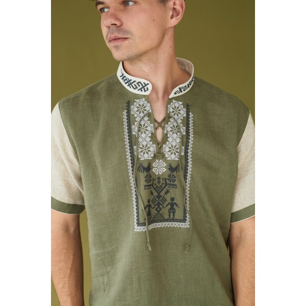 КОМБИНИРОВАННАЯ ВЫШИВАНКА ХАКИ