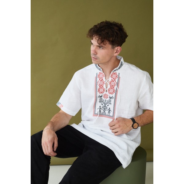 Белая рубашка с коротким рукавом