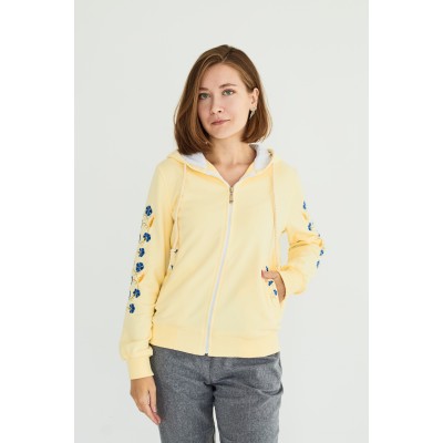 Худи женская в желтом цвете с васильками