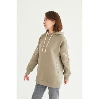 Оверсайз в оливковом цвете с вышивкой