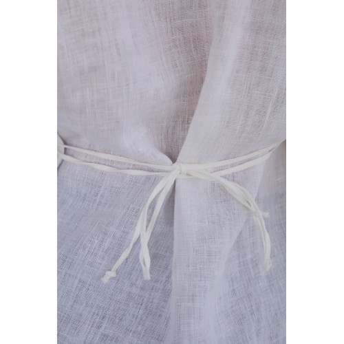 Женская льняная рубашка в белом цвете ( манжет фонарик )