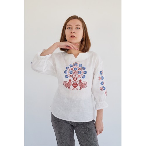 Женская блузка в белом цвете 3/4 "Каханне"