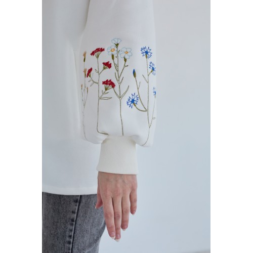 Оверсайз худи с вышивкой , рукав фонарик