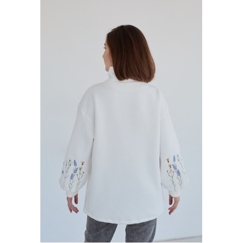 Оверсайз худи с вышивкой , рукав фонарик