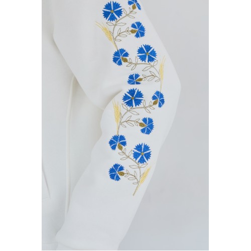 Худи женская с васильками , высокий воротник