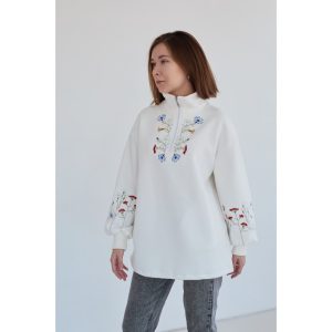 Оверсайз худи с вышивкой , рукав фонарик